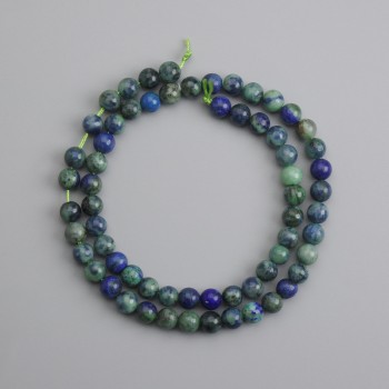 Azurite Beads, Smooth Spheres, 6 mm Diameter ±, 38 cm Length ±