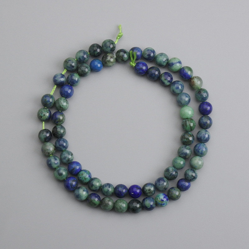 Azurite Beads, Smooth Spheres, 6 mm Diameter ±, 38 cm Length ±