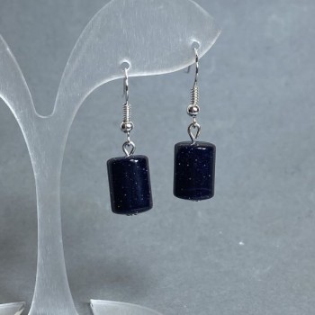 Aventurine Earrings 'Night of Cairo' Cylinder 12×9 mm, length 34 mm