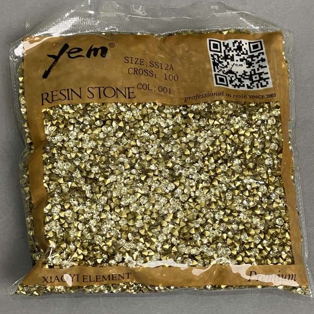 Yellow rhinestones, 3 mm diameter, pack 110 g (±)