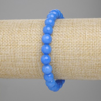 Apatite Bracelet with Smooth Beads, 8 mm Diameter, 18 cm Length, Elastic