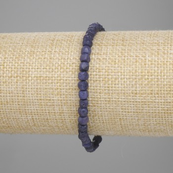 Bracelet with Faceted Sapphire Cubes, 4×4 mm, length 18 cm +/- stretch