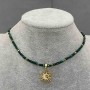Choker malachite faceted cube 2mm+- hematite faceted 2mm+- with sun pendant 20mm+-, length 36cm + extender chain