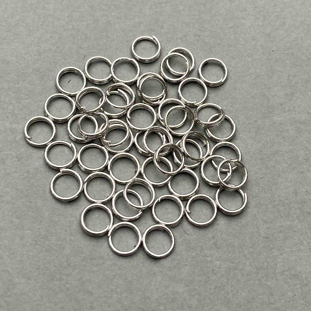 Spring-loaded Jump Ring, 6mm, Silver Metal, 1 kg Packaging