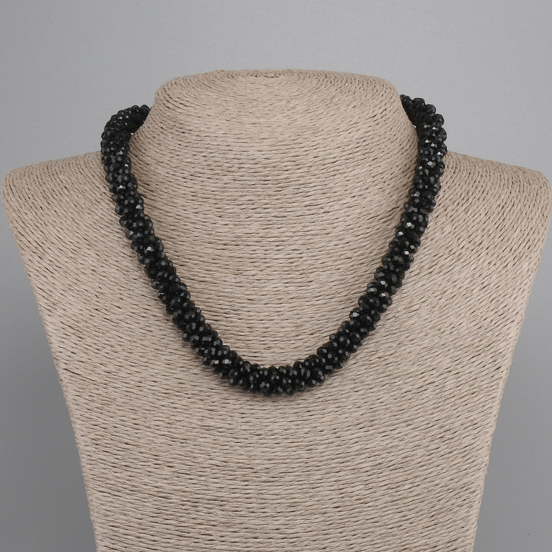 Necklace Czech crystal faceted rondelle 3.5×4 mm ±, length 45 cm ±, magnetic clasp