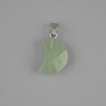 Faceted Nephrite Crescent Pendant, 19×12 mm, length 25 mm ±