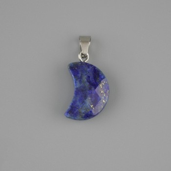 Faceted Crescent Pendant, Lapis Lazuli, 19×12 mm ±, length ~25 mm
