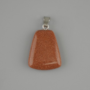 Aventurine Pendant Golden Sand, Trapezoid 17x21 mm ±, Length 30 mm ±