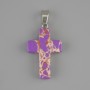 Cross pendant, violet variscite, 25×18 mm ±, length 36 mm ±