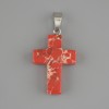 Pendant Cross with Red Variscite, 25×18 mm, 36 mm long