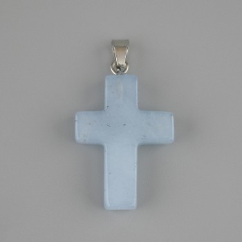 Cross Pendant Aquamarine 25x18mm+-, length 36mm+