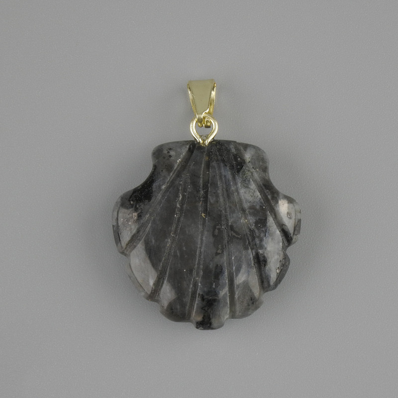 Pendant 'Shell' Larvikite 22x22 mm, length 30 mm