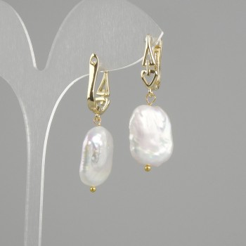 Baroque Pearl Earrings 18x15 mm ±, length 40 mm ±