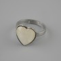 Ring with Mother-of-Pearl in Heart Shape 13×13 mm ±, silver-tone metal