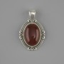 Carnelian Pendant 34×21 mm ± Silver-Tone Metal
