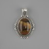 Tiger's Eye Pendant 34×21 mm ± Silver-tone metal