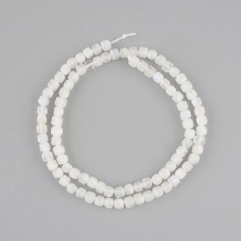 Adularia Beads Faceted Cube, 4x4 mm, 39 cm length on thread