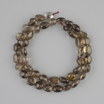 Beads Smoky quartz tumbled, diameter 9.5-12×7-8 mm, length 40 cm on strand