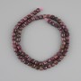 Ruby beads, faceted cube, 5×5 mm, length 39 cm ± on thread