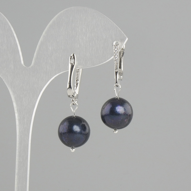 Freshwater Pearl Earrings, diameter 12 mm ±, length 30 mm+