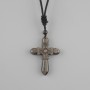 Cross Pendant made of silvery obsidian, 47×36 mm ±, on a black cord with a drawstring, length 78 cm+