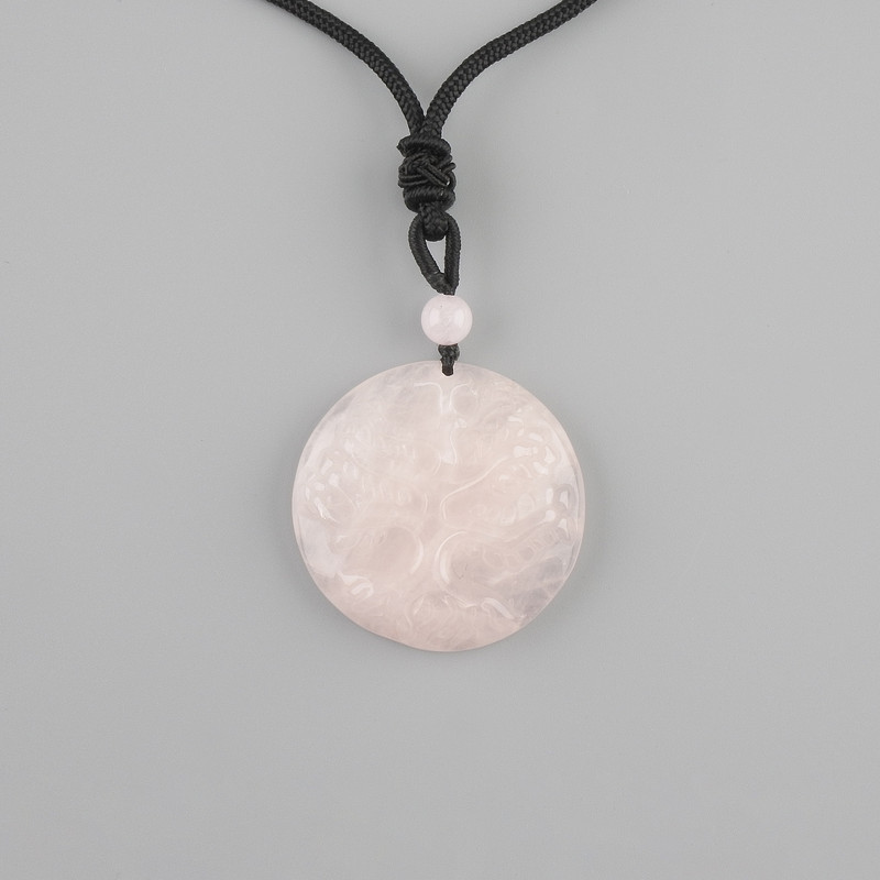 Tree of Life Pendant with Pink Quartz, diameter 36 mm ± on a black cord with a drawstring, length 78 cm+