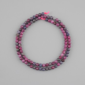 Beads Sapphire and Ruby natural stone faceted beads, diameter 4 mm ±, length 37 cm+