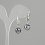 Terahertz Earrings with Faceted Bead, 10 mm Diameter ±, 30 mm Length ±
