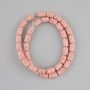 Pink lava beads, cylindrical, 10×6 mm, on thread, length 38 cm+