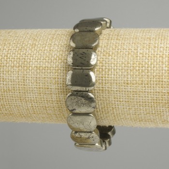 Pyrite bracelet with smooth rounded links 15×10 mm, length 18 cm ±, stretch