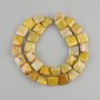 Petrified coral beads, square 12×12 mm ±, length about 40 cm ± on thread