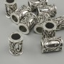 Bead Finding Nordic Rune, diameter 13×9 mm ±, hole diameter 6 mm, silver-tone metal finish, pack of 10