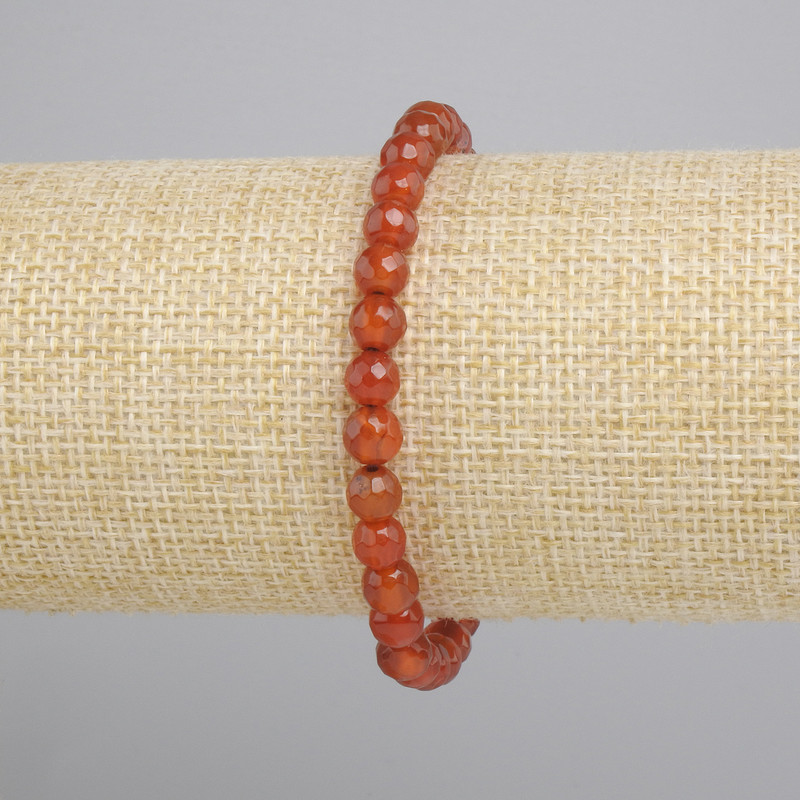 Carnelian Bracelet faceted bead, diameter 6mm+-, length 18cm+- stretch