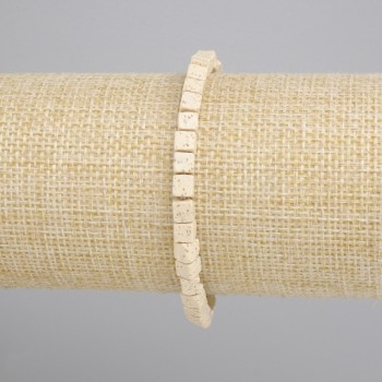 Beige Volcanic Lava Cube Bracelet, diameter 4x4mm+-, length 18cm+- stretch