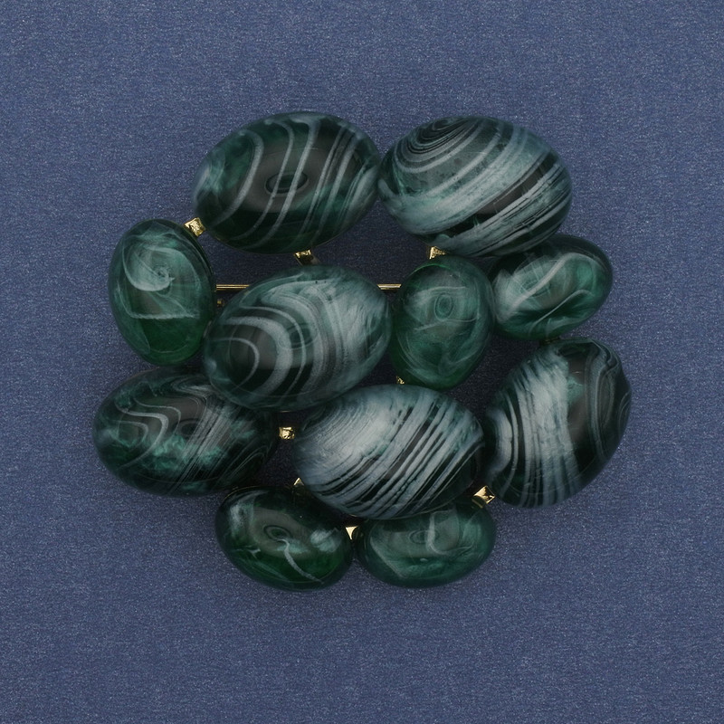 Accent Agate Gold-Tone Metal Brooch-Pendant 50x46mm+