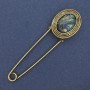 Abalone brooch pin with gold-tone metal 80×22 mm