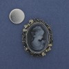 Magnetic brooch 'Lady Cameo' with crystals, silver-tone metal, 41×33 mm +