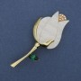 Flower Brooch Pendant with Rhinestones, Gold-Tone Metal 70×35 mm+