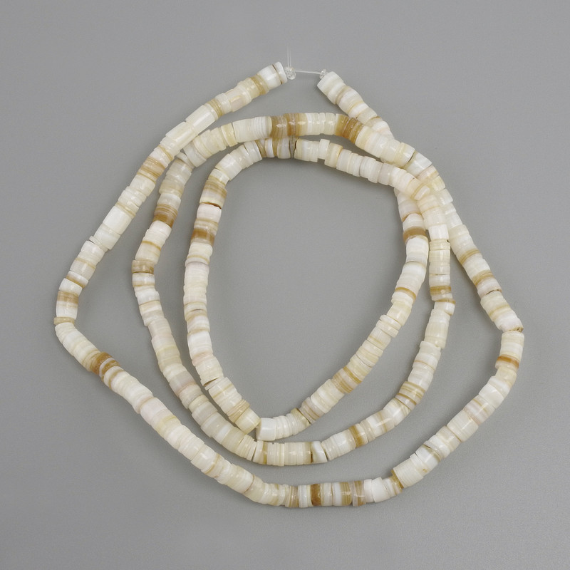 Mother-of-Pearl Rondelle Beads, 4×1–1.5 mm, 62 cm length on beading wire