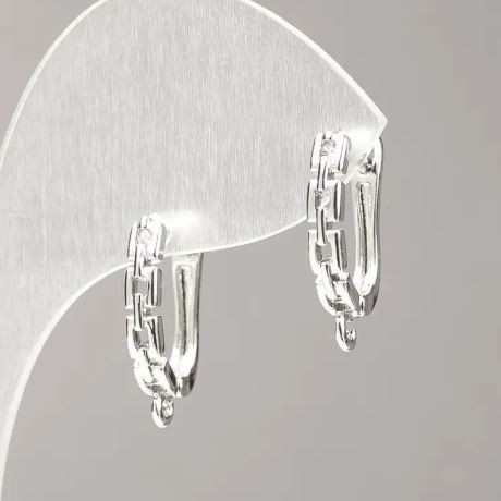 Ear Wires for Earrings, Silver-Colored Metal, 18x3 mm (Pair)
