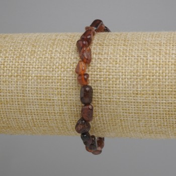 Bracelet with Hessonite Garnet, tumbled beads, diameter 7-10×5-6 mm, 5 mm±, length 18 cm ± stretch