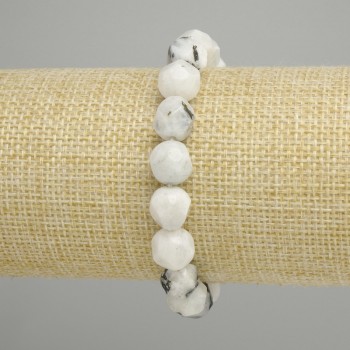 Adularia Bracelet with Faceted Stones, 10×9 mm, 18 cm length, stretch