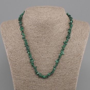 Malachite chip necklace, diameter 4–9×2–3 mm, length 45 cm with a 5 cm extender chain