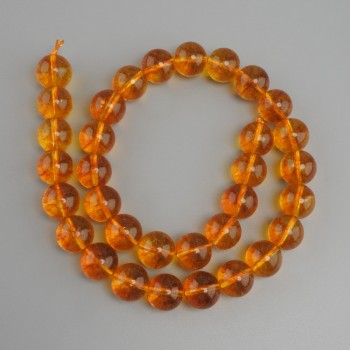 Beads Citrine, smooth round beads, diameter 12 mm ±, length 37 cm ±