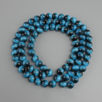 Beads Azure Tiger's Eye (synthetic) smooth ball, diameter 10mm±, length 80 cm ± on thread