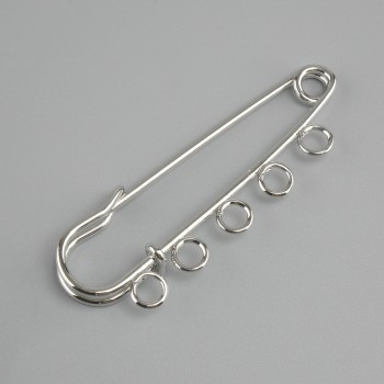 Brooch base with pin 50x12mm ± silver-tone metal