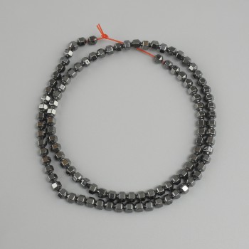 Faceted Hematite Beads, 4x4 mm, 39 cm length ±
