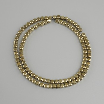 Beads Hematite cube 4x4 mm ±, color light gold, length 40 cm+
