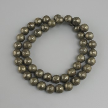 Beads Pyrite, smooth ball, 8.5 mm diameter, 38 cm length