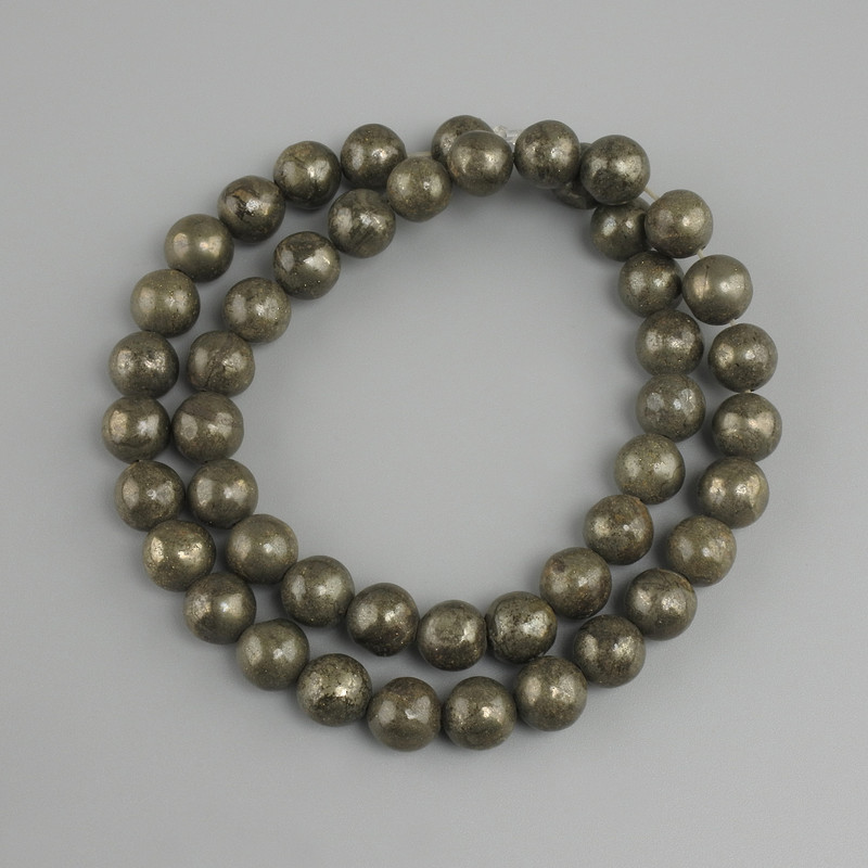 Beads Pyrite, smooth ball, 8.5 mm diameter, 38 cm length